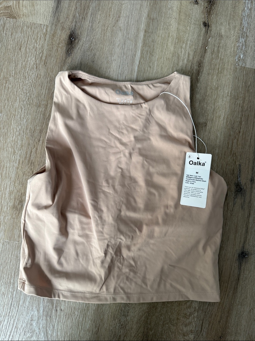 Oalka Women's Nude Crop Tank Top - High Neck Sleeveless